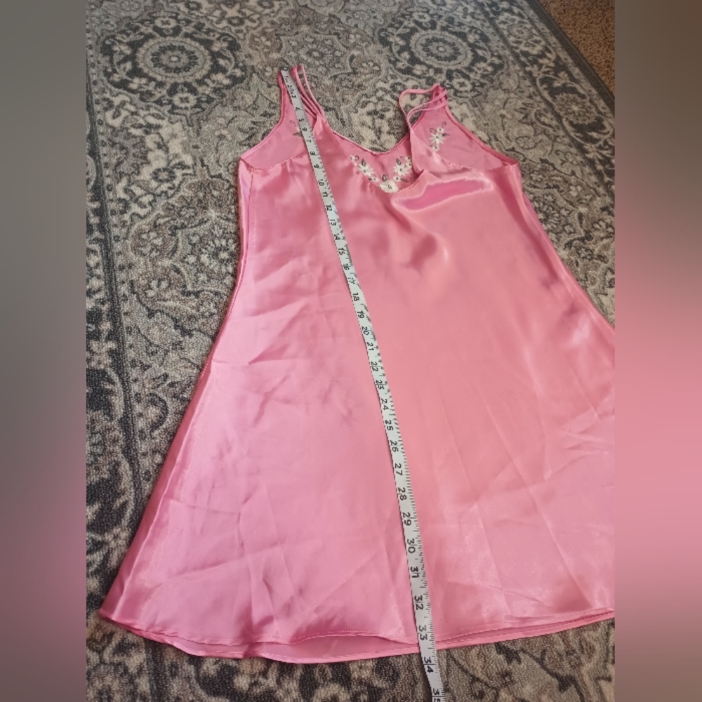 Vintage Inner Most Satin Slip Dress Medium Pink Floral Embroidered Dainty Y2K - Picture 9 of 12